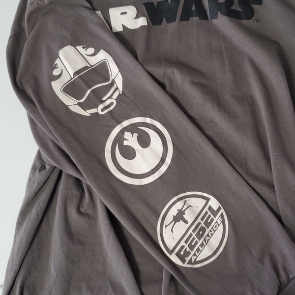Disney Star Wars Long-Sleeve Gray Dark Side Rebel Alliance Large T-shirt - Picture 3 of 5